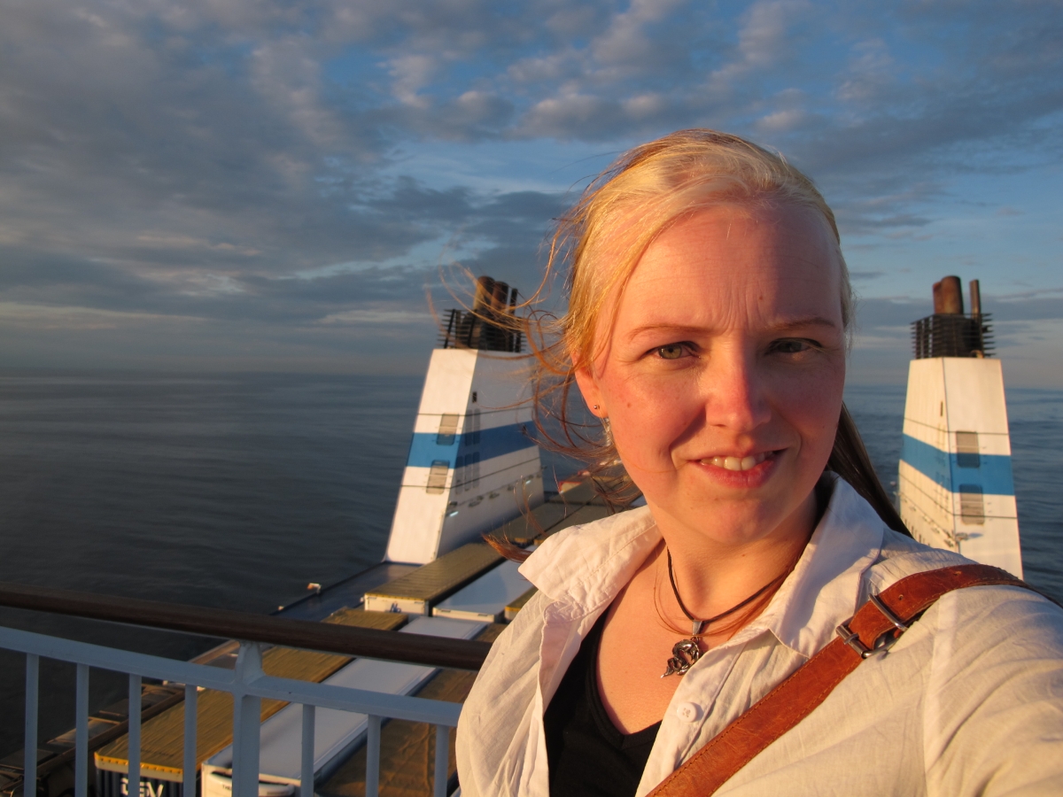 Heidi on a ferry